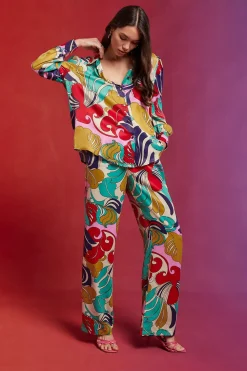 Hot Oasis Swirl Printed Pocket Trouser Multi