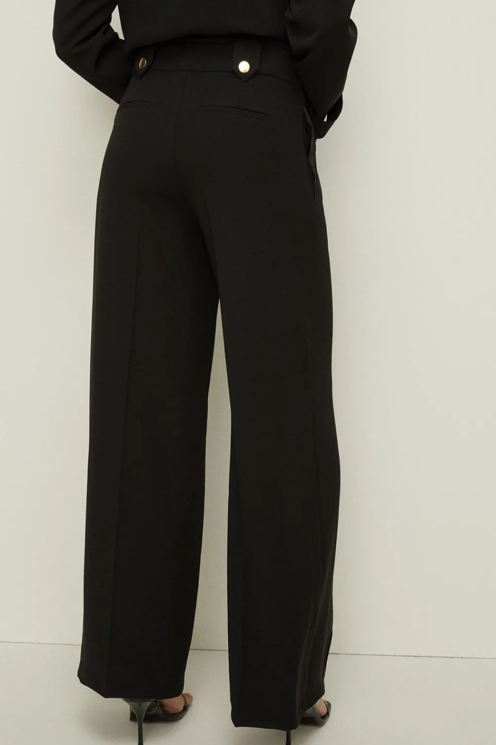 Outlet Oasis Tab Detail High Waisted Tailored Trouser Black