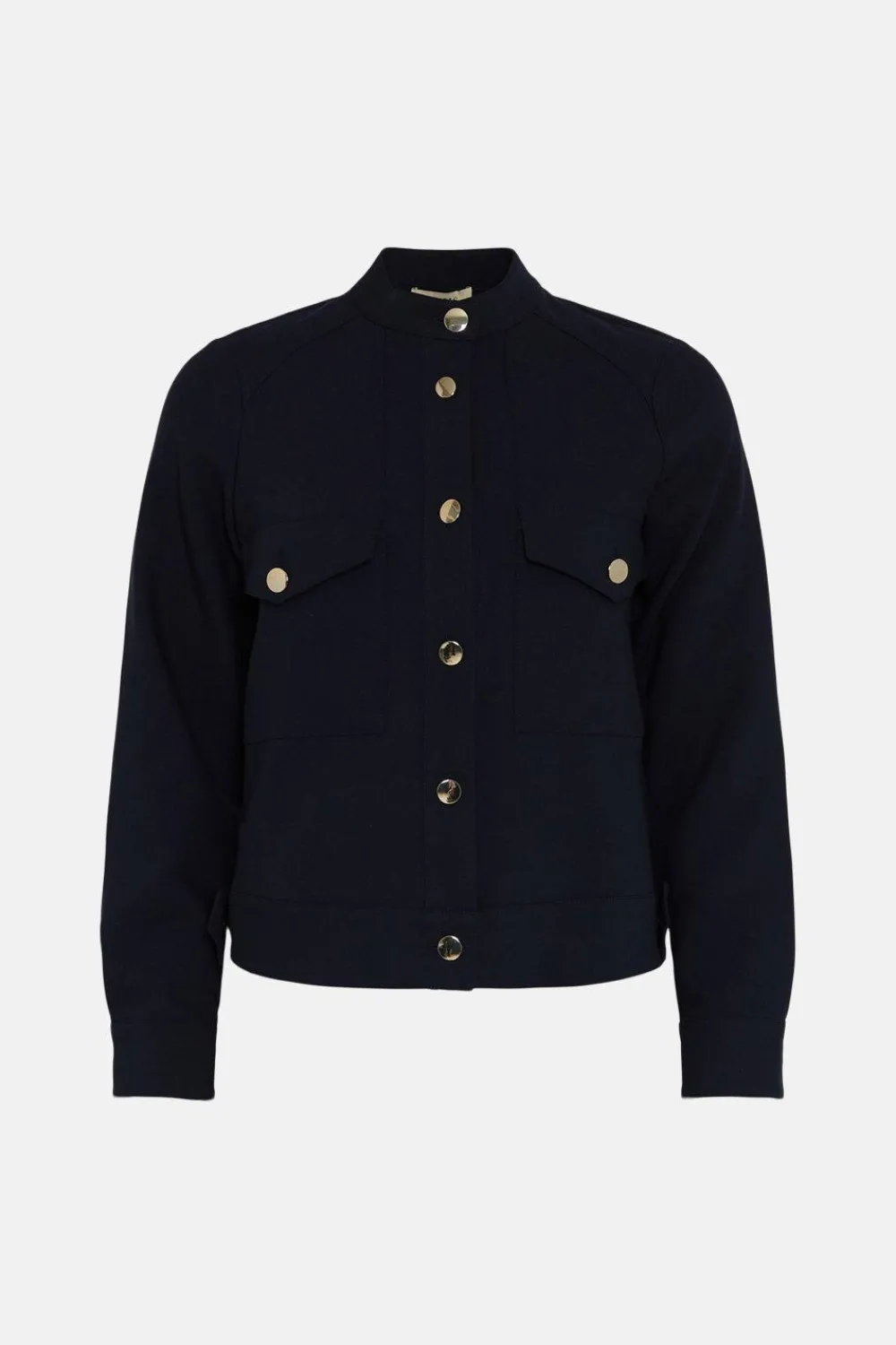 Fashion Oasis Tailored Stretch Crepe Pocket Detail Jacket Navy