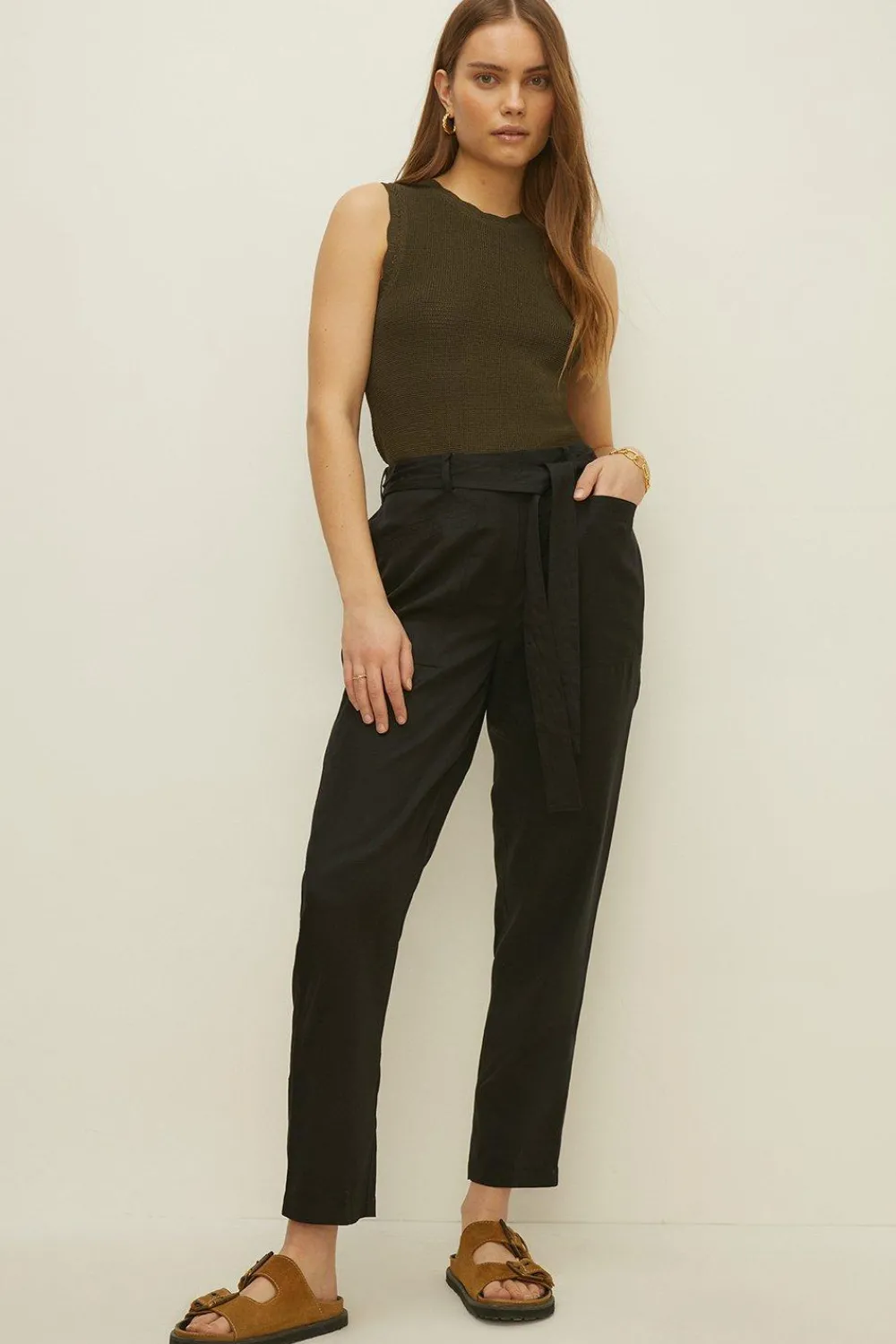 Fashion Oasis Tencel Cargo Trouser Black