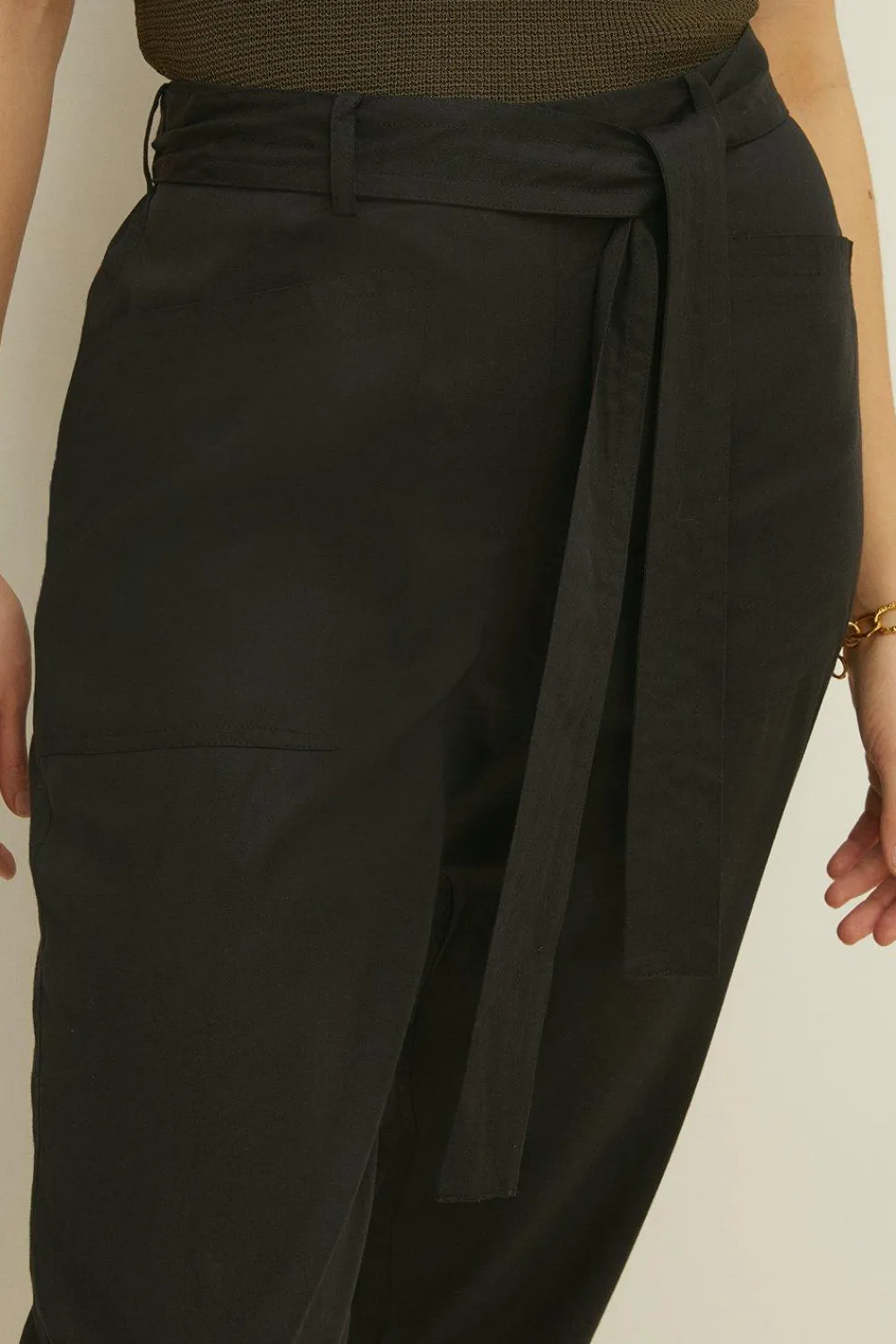 Fashion Oasis Tencel Cargo Trouser Black