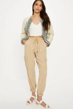 Discount Oasis Tencel Ultimate Cargo Trouser Camel