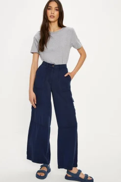 Best Oasis Tencel Utility Wide Leg Trouser Navy