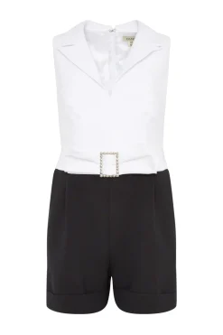 Fashion Oasis Textured Crepe Bow Detail Playsuit Mono