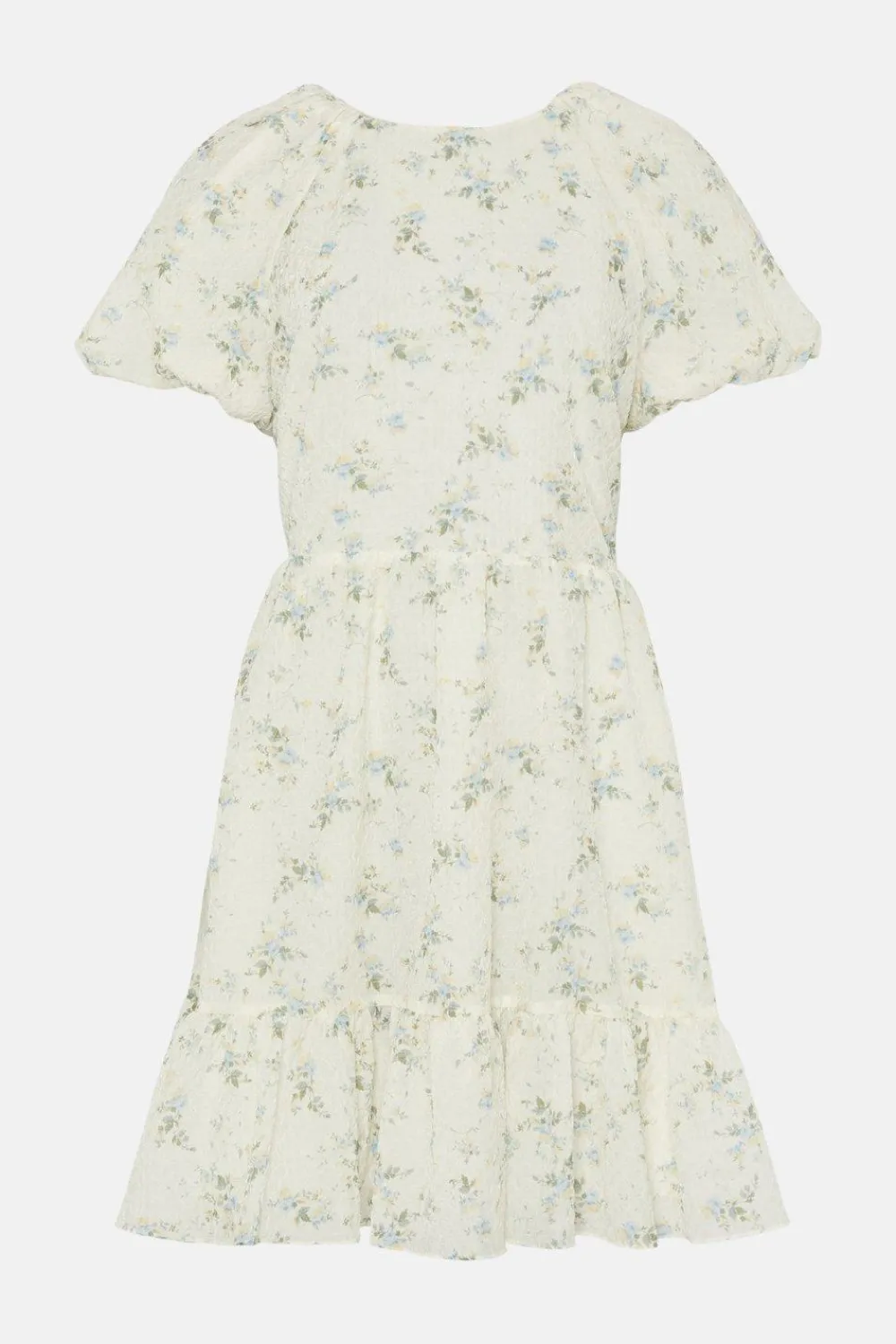 Clearance Oasis Textured Floral Bow Back Mini Dress Ivory
