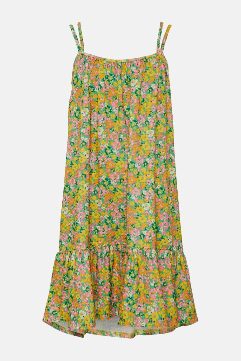 Best Oasis Textured Floral Print Tie Back Mini Dress Green