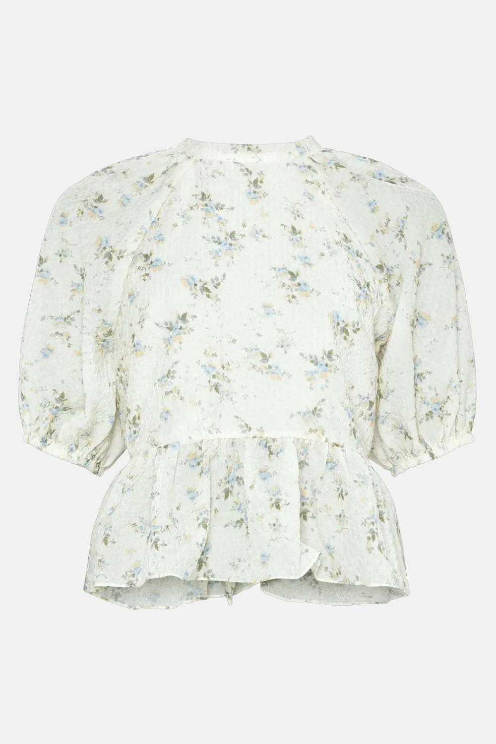 Discount Oasis Textured Floral Puff Sleeve Top Ivory