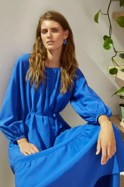 Sale Oasis Textured Smock Maxi Dress Cobalt