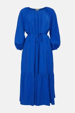 Sale Oasis Textured Smock Maxi Dress Cobalt