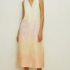 New Oasis Tie Dye Cotton Twill Slip Dress Multi