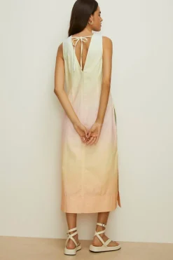 New Oasis Tie Dye Cotton Twill Slip Dress Multi
