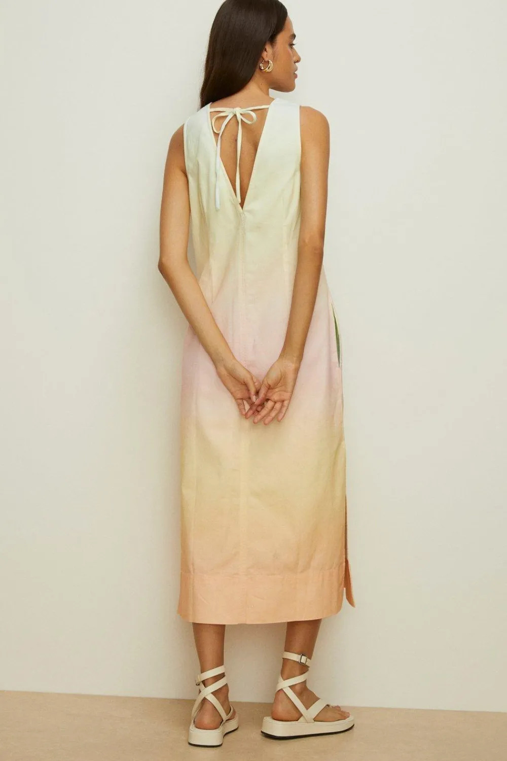 New Oasis Tie Dye Cotton Twill Slip Dress Multi