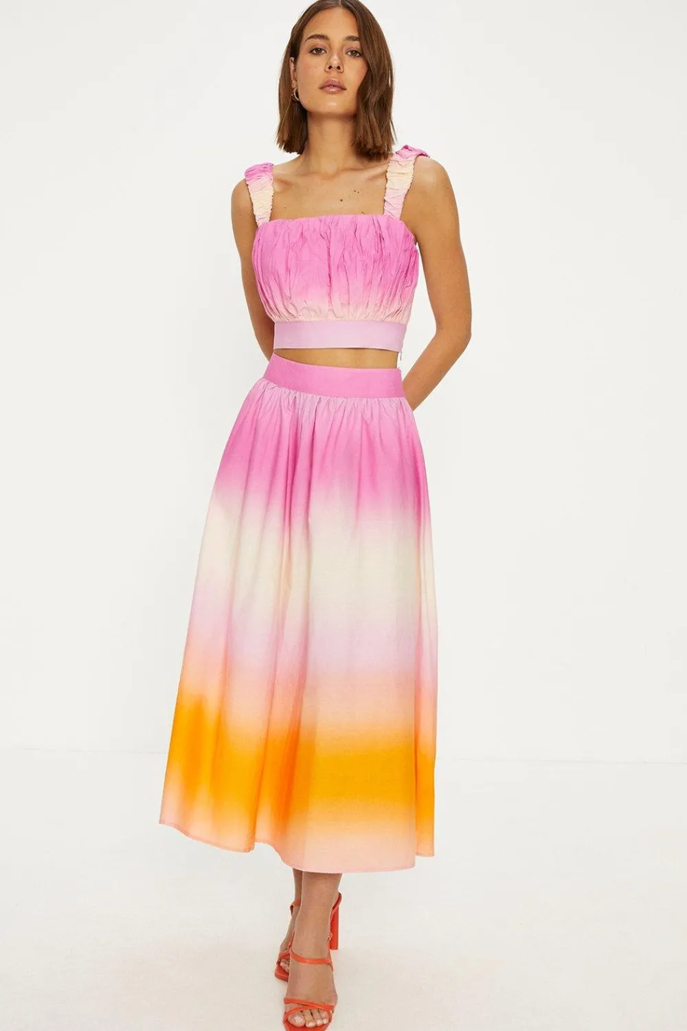 Outlet Oasis Tie Dye Ruched Strappy Top Multi