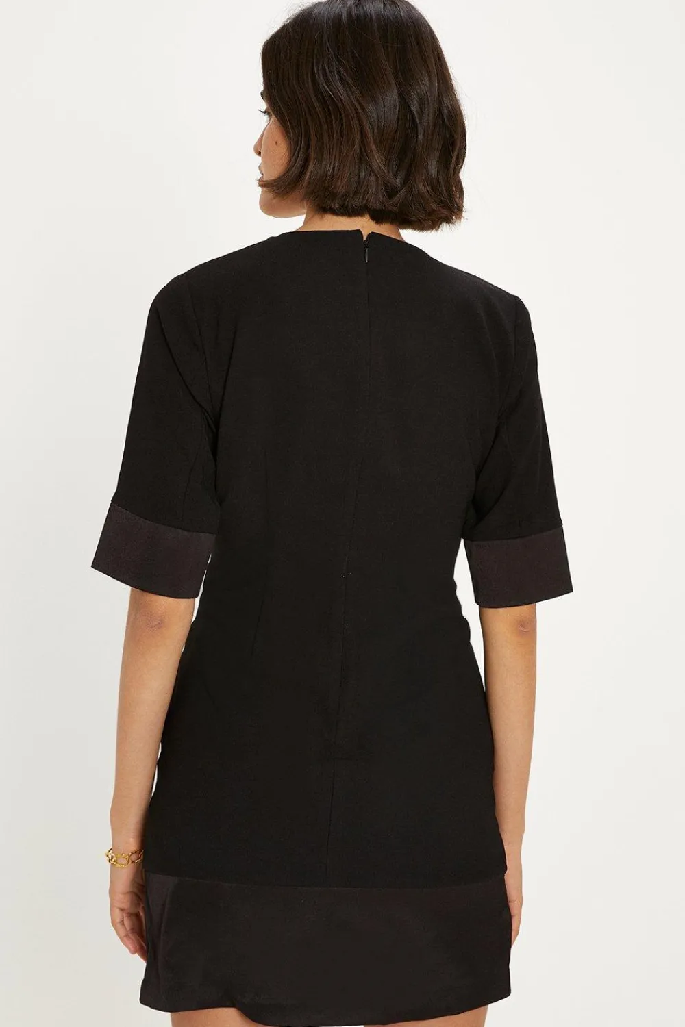 Discount Oasis Tie Front Crepe Satin Trim Mini Dress Black