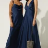 Online Oasis Tie Strap Bias Cut Maxi Dress Navy