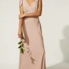 Sale Oasis Tie Strap Bias Cut Maxi Dress Blush