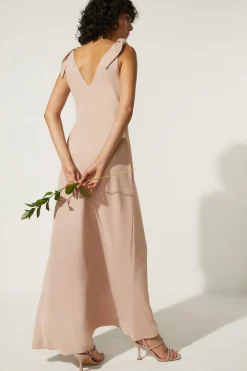 Sale Oasis Tie Strap Bias Cut Maxi Dress Blush