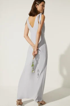 Best Oasis Tie Strap Bias Cut Maxi Dress Pale Blue