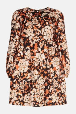 New Oasis Tiered Cord Paisley Animal Mini Dress Black