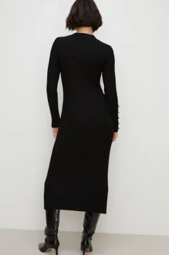 Sale Oasis Travelling Rib Crew Neck Knitted Midi Dress Wine