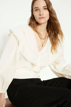 Online Oasis Trim Detailed Wrap Blouse Ivory