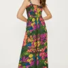 Online Oasis Tropical Print Crinkle Shirred Jumpsuit Multi