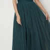 Online Oasis Tuille Twist Front Cut Out Midi Dress Green