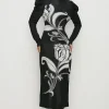 Outlet Oasis Tulip Jacquard Back Detail Maxi Dress Black