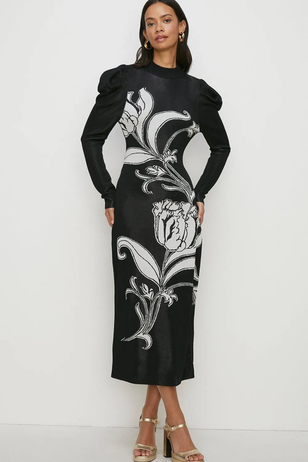 Outlet Oasis Tulip Jacquard Back Detail Maxi Dress Black