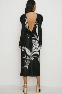 Outlet Oasis Tulip Jacquard Back Detail Maxi Dress Black