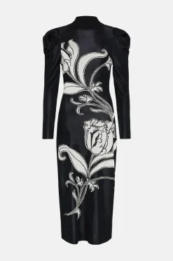 Outlet Oasis Tulip Jacquard Back Detail Maxi Dress Black
