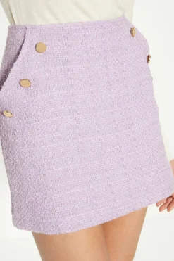 Fashion Oasis Tweed Button Detail Mini Skirt Lilac