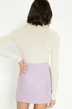 Fashion Oasis Tweed Button Detail Mini Skirt Lilac