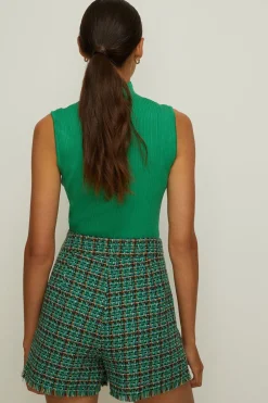 Outlet Oasis Tweed Button Detail Shorts Green