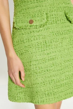 Outlet Oasis Tweed Fringe Pocket Detail Mini Dress Green