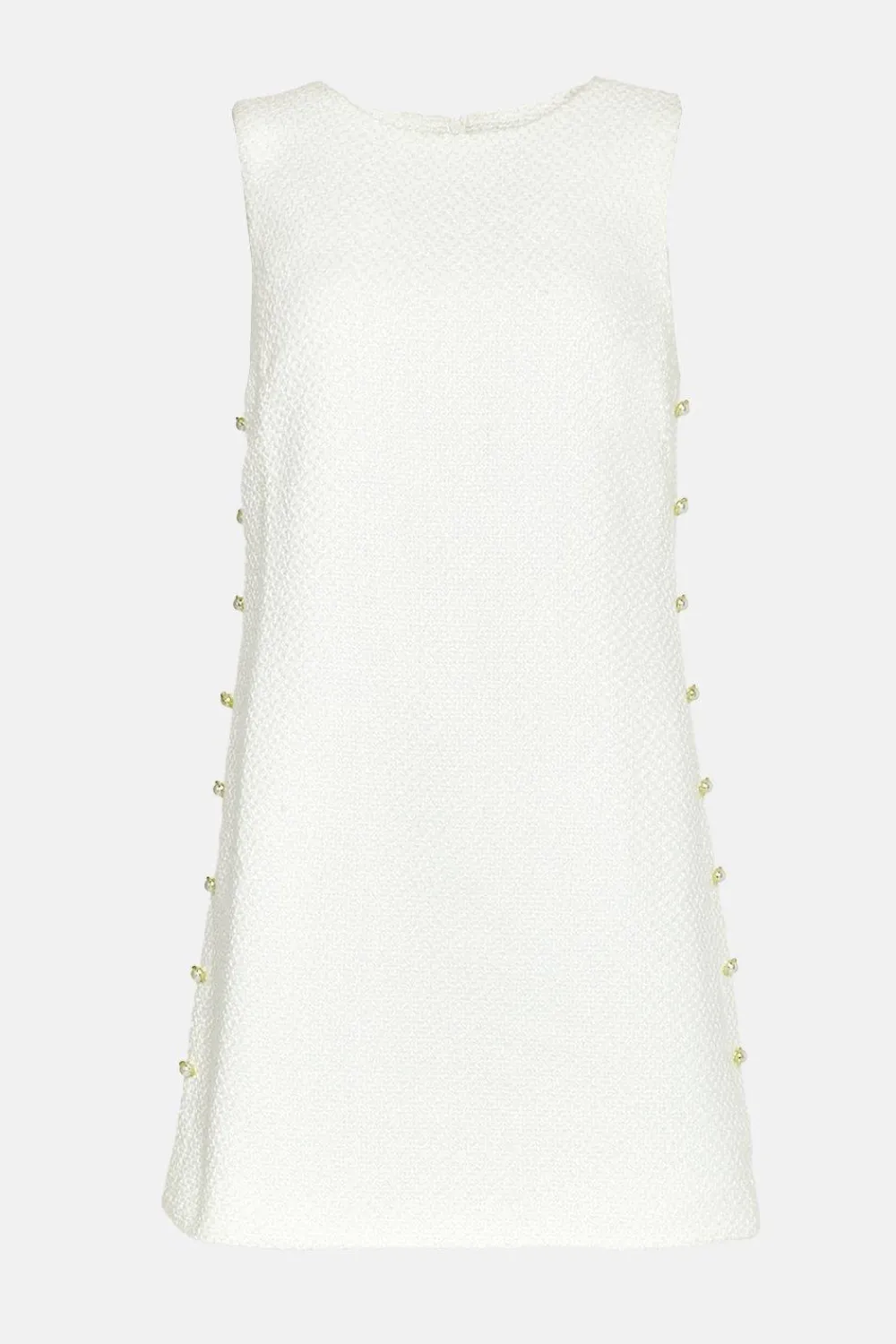 Fashion Oasis Tweed Side Button Detail Shift Dress White