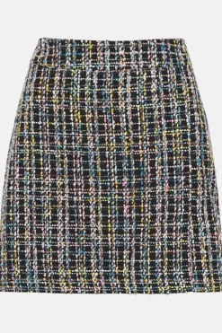 Sale Oasis Tweed Split Detail Mini Skirt Multi