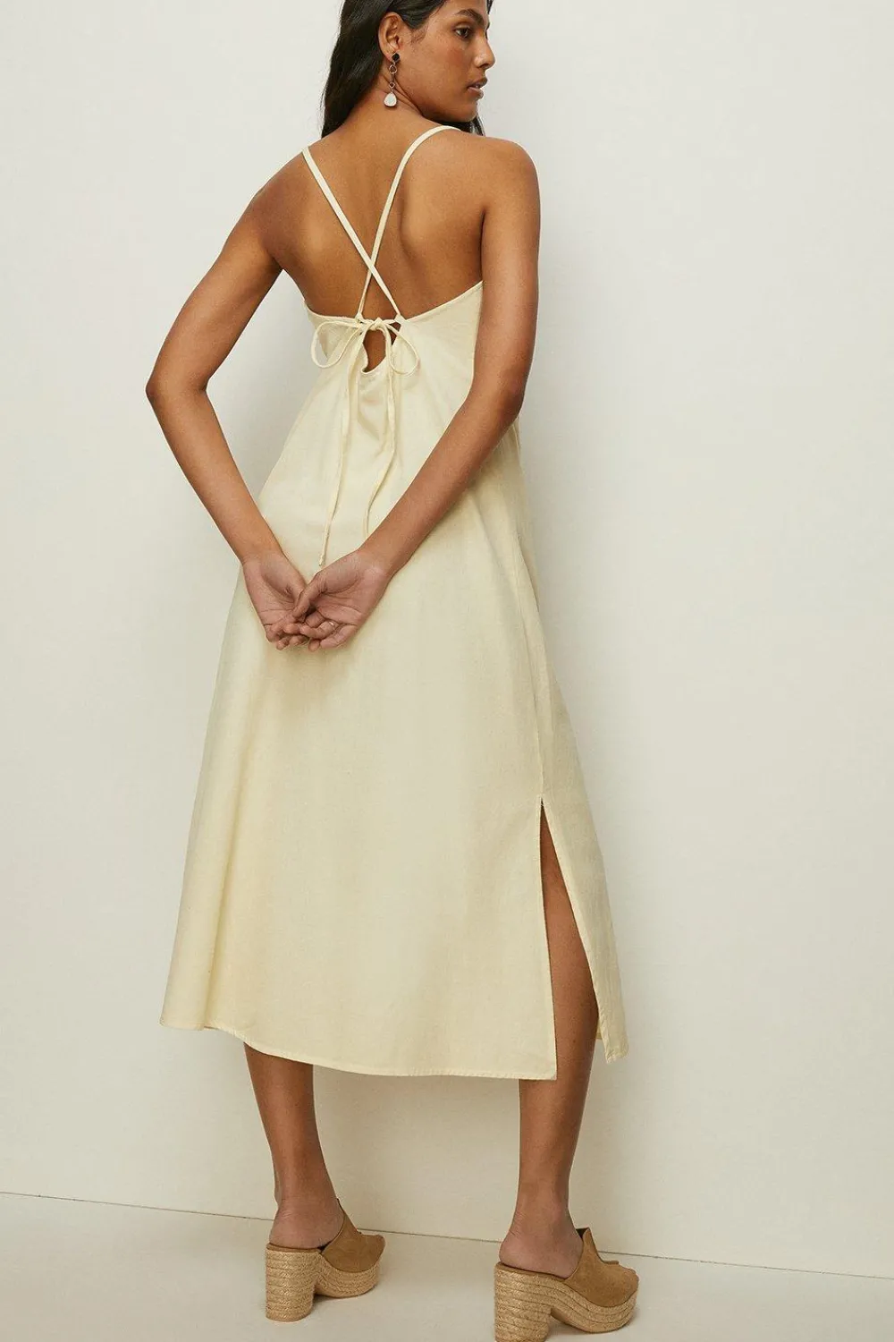 Clearance Oasis Twill Slip Dress Lemon