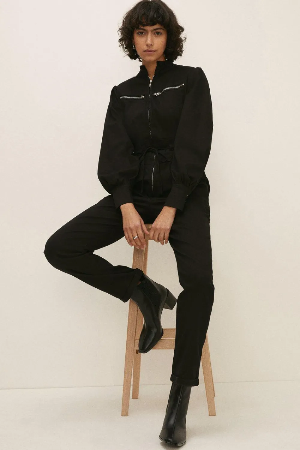Best Oasis Twill Zip Through Jumpsuit Black