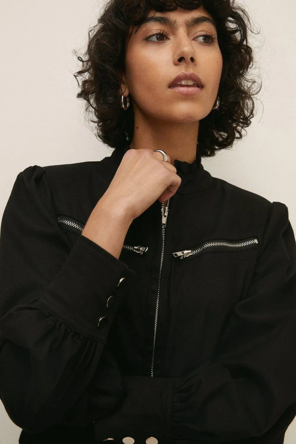 Best Oasis Twill Zip Through Jumpsuit Black