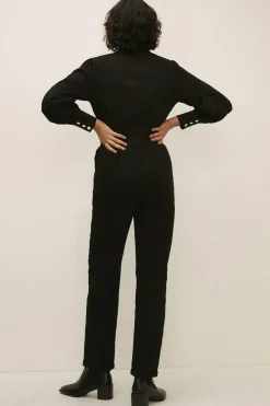 Best Oasis Twill Zip Through Jumpsuit Black