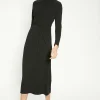 Best Oasis Twist Detail Funnel Neck Scuba Crepe Midi Dress Black