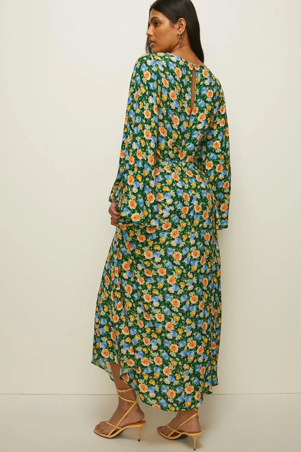 Fashion Oasis Twist Drape Front Garden Printed Midi Floral