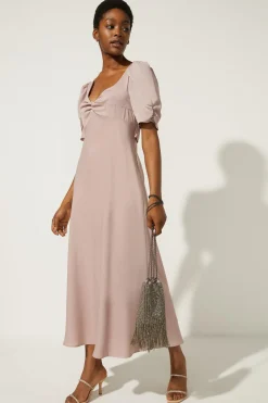 Clearance Oasis Twist Front Bias Cut Maxi Dress Blush