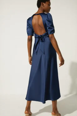 Sale Oasis Twist Front Bias Cut Maxi Dress Navy