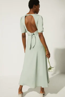 Fashion Oasis Twist Front Bias Cut Maxi Dress Sage