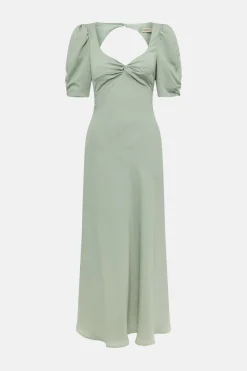 Fashion Oasis Twist Front Bias Cut Maxi Dress Sage