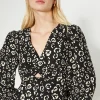 Hot Oasis Twist Front Crepe Midi Dress Animal