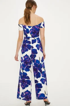 Discount Oasis Twist Front Floral Crepe Jumpsuit Ivory