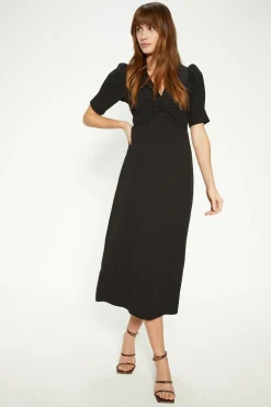 Discount Oasis Twist Front Jersey Crepe Midi Dress Black